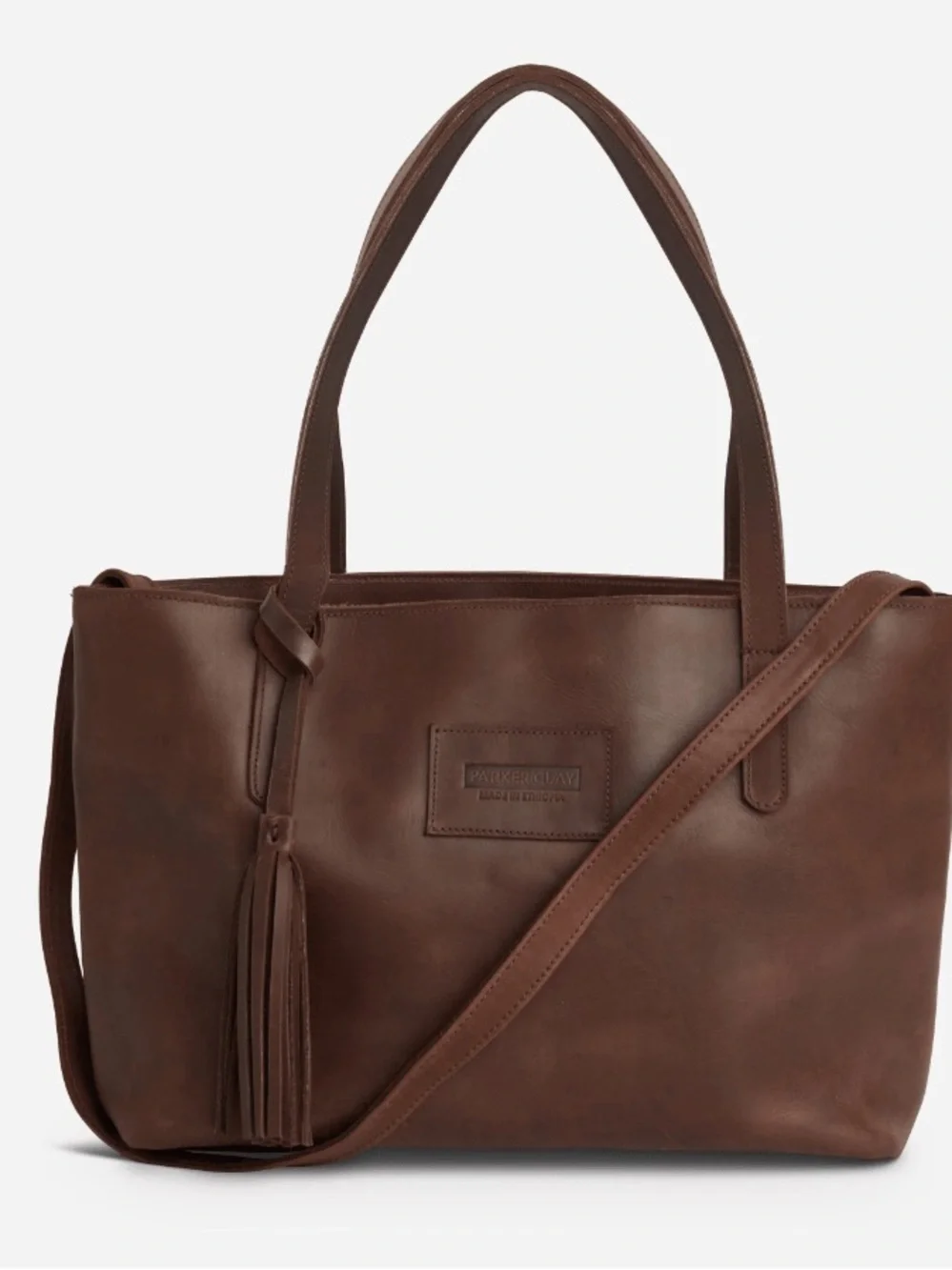 Parker Clay Eden Carryall Distressed Leather Tote Bag in Rust Brown - Picture 12 of 15